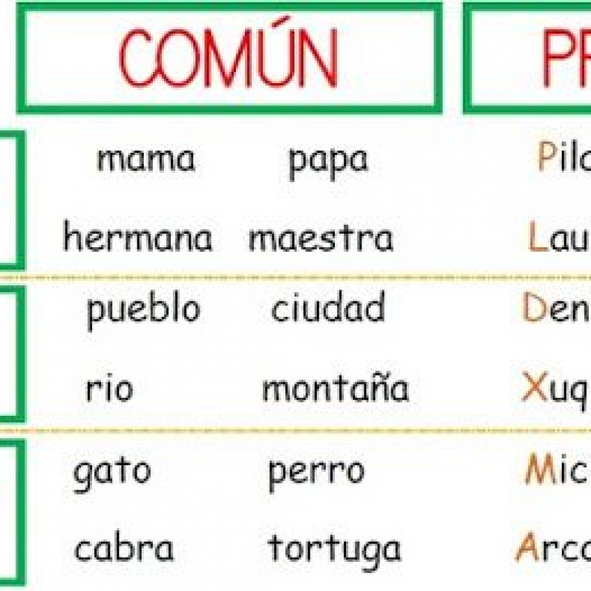 Sustantivos Propios Y Sustantivos Comunes Pictoeduca 9570